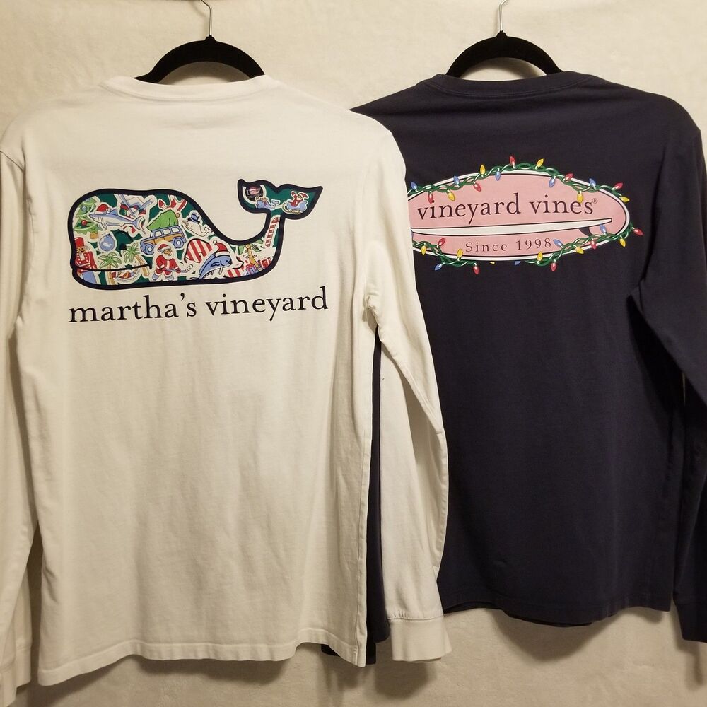 Vineyard Vines Mens XS T Shirt Lot Of 2 Long Sleeve Cotton Christmas Preppy